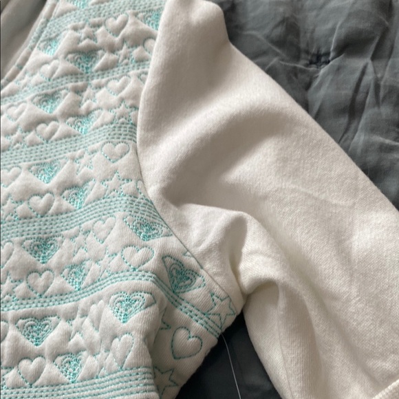 Girls Roxy Cream and Light Blue Patterned Hoodie NWT - Picture 6 of 10